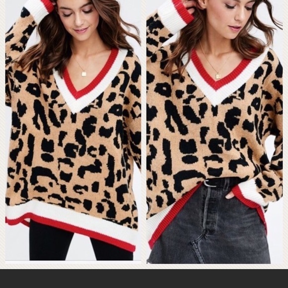 Cozy Leopard V-neck Sweater - Picture 3 of 5